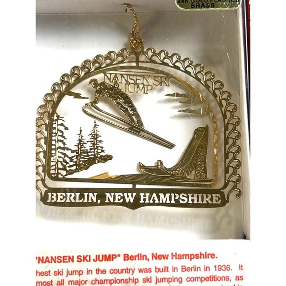 Genuine 24K Gold Flashed Brass Ornament "Nansen Ski Jump" Berlin New Hampshire - Picture 2 of 7